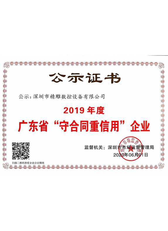 2019年廣東省“守合同重信用”企業
